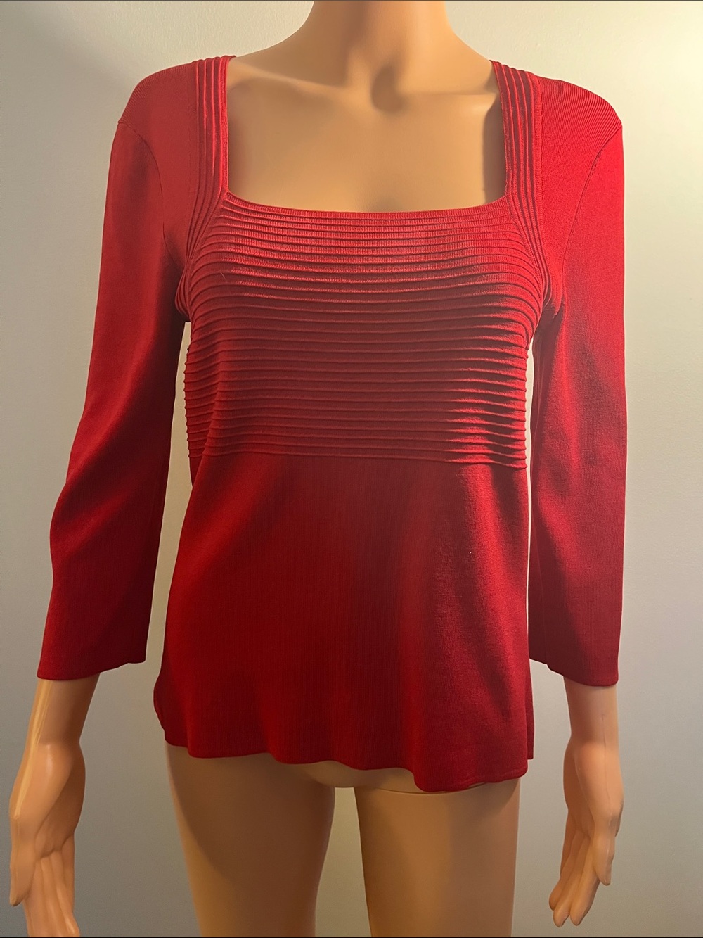 Like New! Cable & Gauge Bright Red Ribbed Square-Neck Sweater